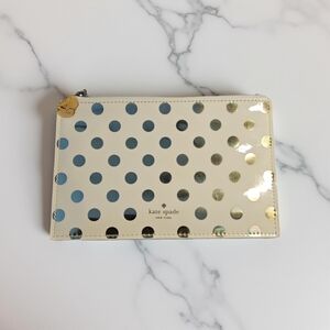 Preloved Kate Spade NY Cream and Gold Polka Dot Slim Pouch